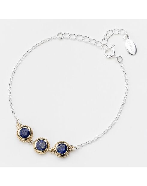 Bracelet en Argent, Laiton & Lapis bleu