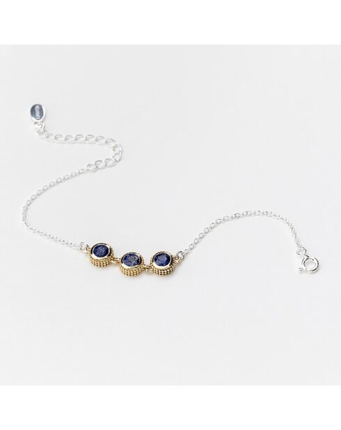 Bracelet en Argent, Laiton & Lapis bleu