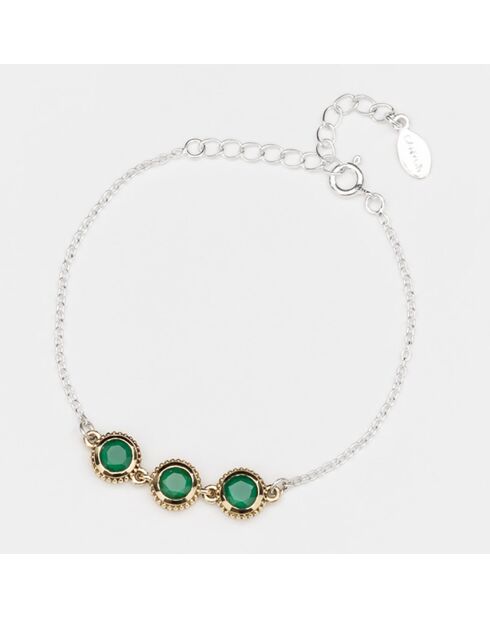 Bracelet en Argent, Laiton & Onyx vert