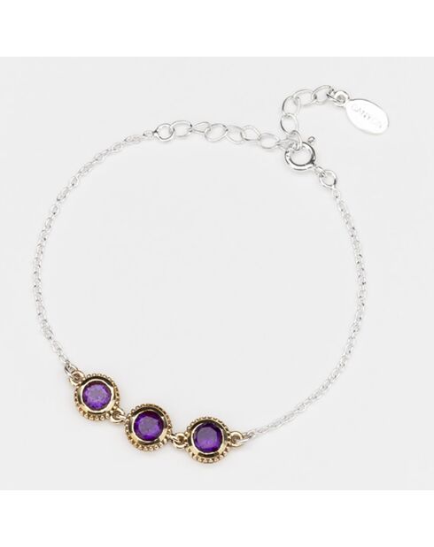 Bracelet en Argent, Laiton & Améthyste violette