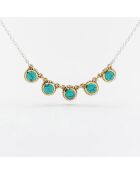 Collier en Argent, Laiton & Turquoise reconstituée