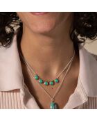 Collier en Argent, Laiton & Turquoise reconstituée