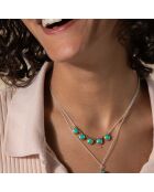 Collier en Argent, Laiton & Turquoise reconstituée