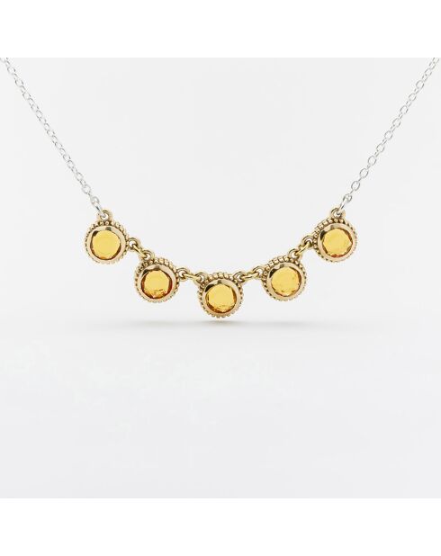 Brandy-Zirkonium-Halskette aus Silber, Messing und Citrin