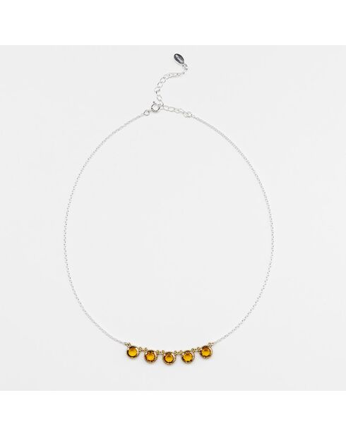 Brandy-Zirkonium-Halskette aus Silber, Messing und Citrin