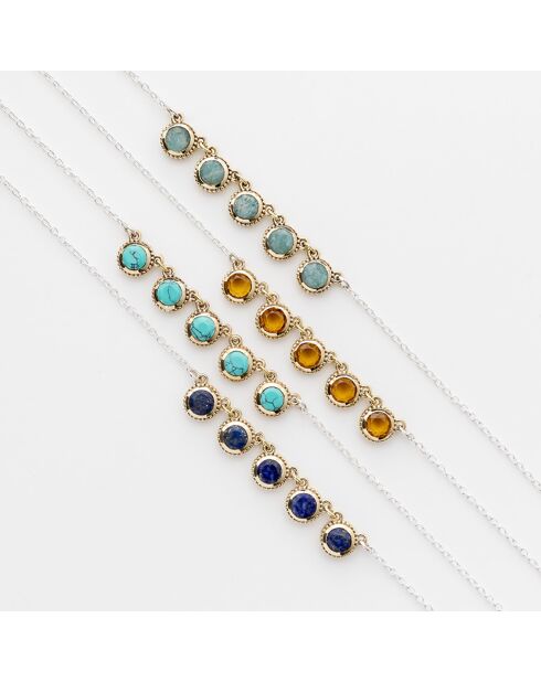 Brandy-Zirkonium-Halskette aus Silber, Messing und Citrin