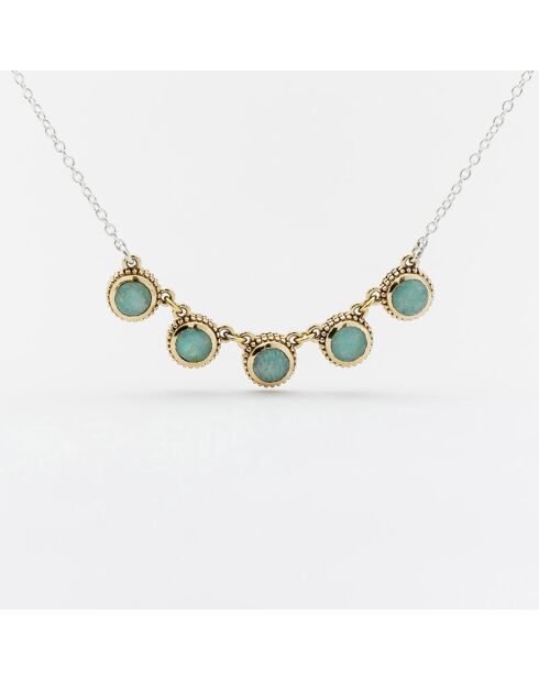 Collier en Argent, Laiton & Amazonite