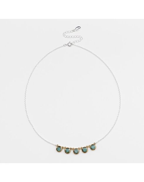 Collier en Argent, Laiton & Amazonite