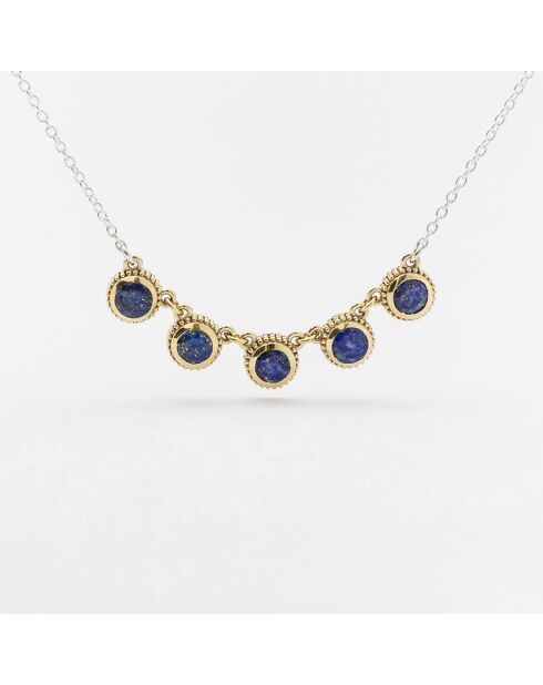 Collier en Argent, Laiton & Lapis bleu