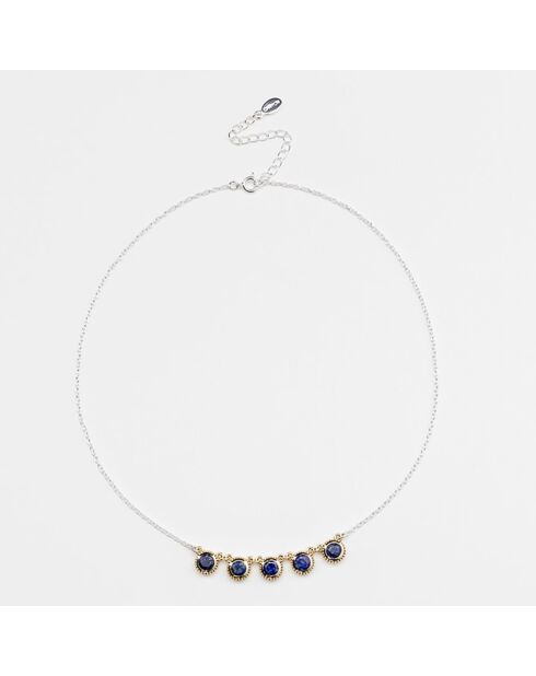 Collier en Argent, Laiton & Lapis bleu