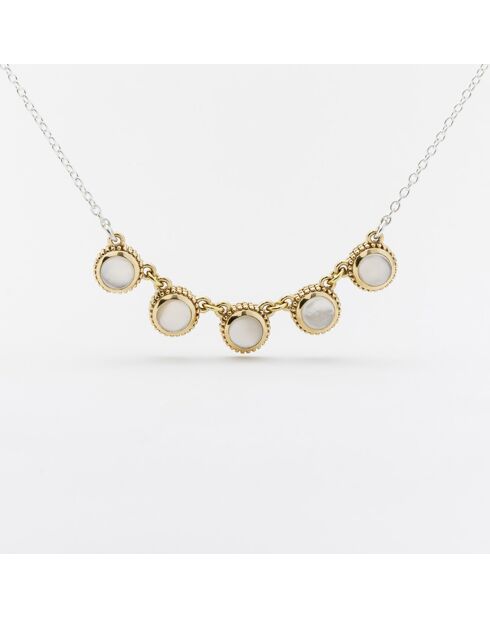 Collier en Argent, Laiton & Nacre blanche