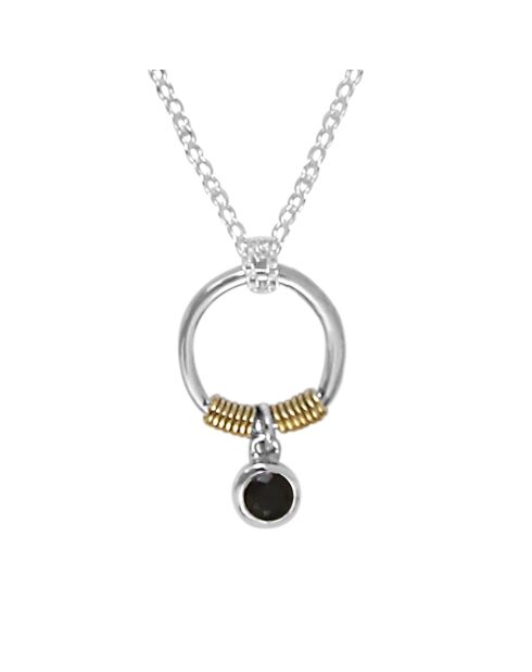Collier en Argent, Laiton & Onyx noir
