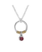 Collier en Argent, Laiton & Sillimanite teintée rouge/rose