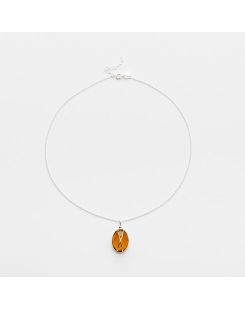 Collier en Argent, Laiton & Citrine brandy Zirconium