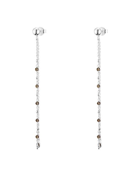 Boucles d'oreilles en Argent & Quartz fumé