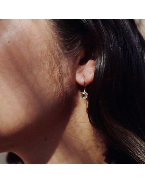 Boucles d'oreilles en Argent, Laiton & Cristal