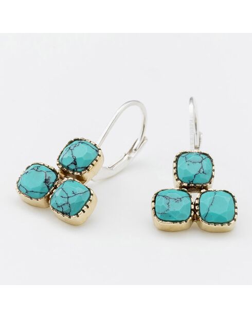 Boucles d'oreilles en Argent, Laiton & Turquoise reconstituée