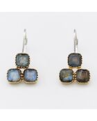 Boucles d'Oreilles en Argent, Laiton & Labradorite