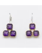 Boucles d'oreilles en Argent, Laiton & Améthyste violette
