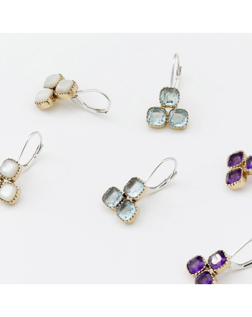 Boucles d'oreilles en Argent, Laiton & Améthyste violette