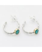 Boucles d'oreilles en Argent, Laiton & Turquoise reconstituée