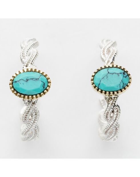 Boucles d'oreilles en Argent, Laiton & Turquoise reconstituée