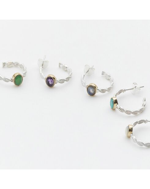 Boucles d'oreilles en Argent, Laiton & Turquoise reconstituée