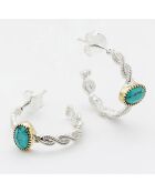 Boucles d'oreilles en Argent, Laiton & Turquoise reconstituée