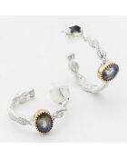 Boucles d'oreilles en Argent, Laiton & Labradorite