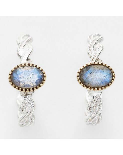 Boucles d'oreilles en Argent, Laiton & Labradorite