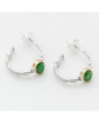 Boucles d'oreilles en Argent, Laiton & Calcédoine Chrysoprase verte