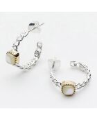 Boucles d'oreilles en Argent, Laiton & Nacre blanche