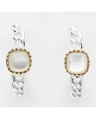 Boucles d'oreilles en Argent, Laiton & Nacre blanche