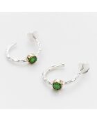 Boucles d'oreilles en Argent, Laiton & Calcédoine Chrysoprase verte