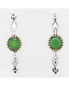 Boucles d'oreilles en Argent, Laiton & Calcédoine Chrysoprase verte
