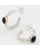 Boucles d'oreilles en Argent, Laiton & Onyx noir