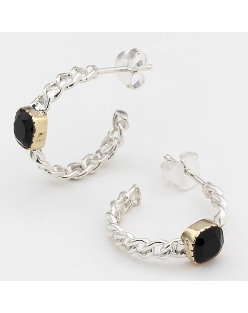 Boucles d'oreilles en Argent, Laiton & Onyx noir