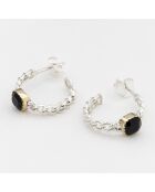 Boucles d'oreilles en Argent, Laiton & Onyx noir