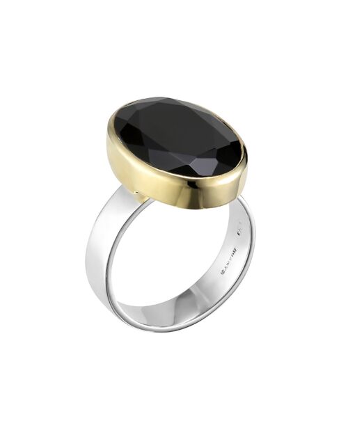 Bague en Argent, Laiton & Onyx noir