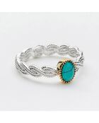 Bague en Argent, Laiton & Turquoise reconstituée