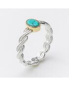 Bague en Argent, Laiton & Turquoise reconstituée