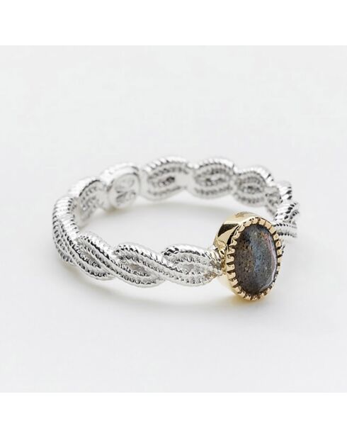 Bague en Argent, Laiton & Labradorite