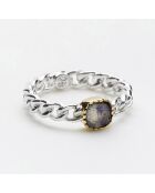 Bague en Argent, Laiton & Labradorite