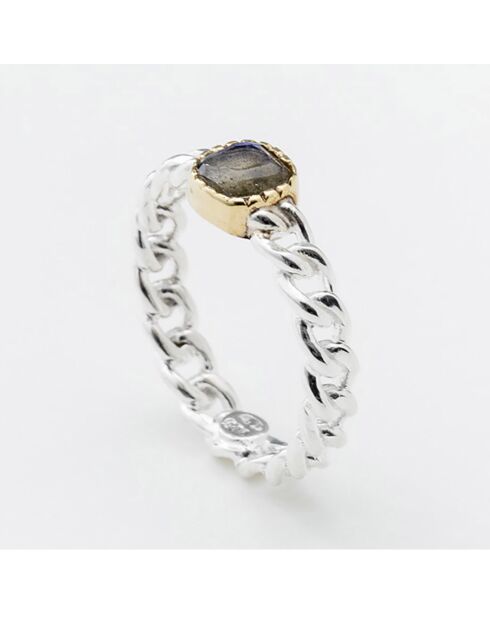 Bague en Argent, Laiton & Labradorite