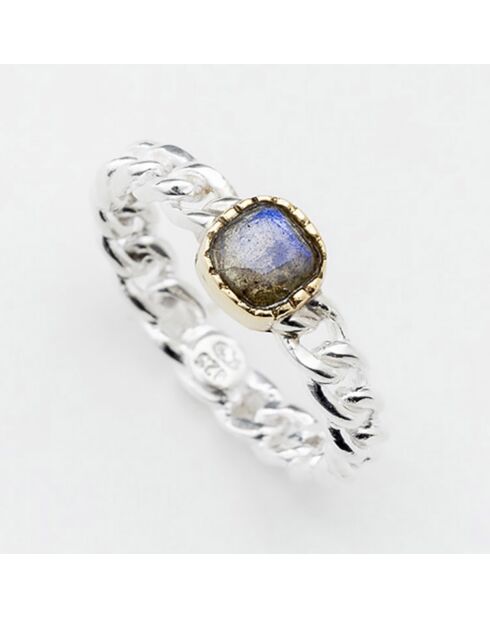 Bague en Argent, Laiton & Labradorite