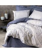 Parure housse de couette Nitsa marine/blanc