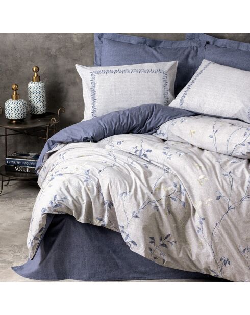 Parure housse de couette Nitsa marine/blanc
