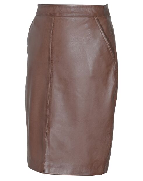 Jupe longue en Cuir Bangaly cognac