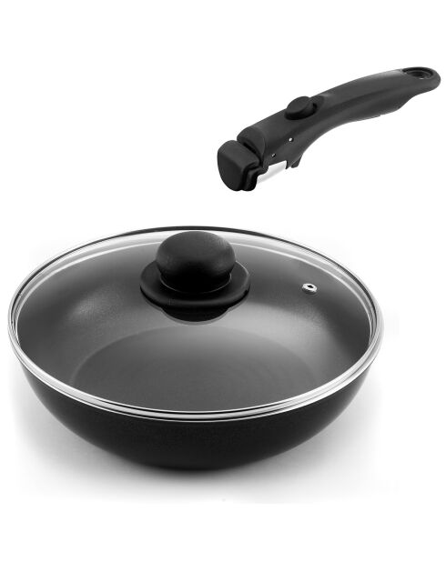 Sauteuse avec couvercle induction + 1 poignée Arom noires - D. 24 cm