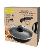 Sauteuse avec couvercle induction + 1 poignée Arom noires - D. 24 cm